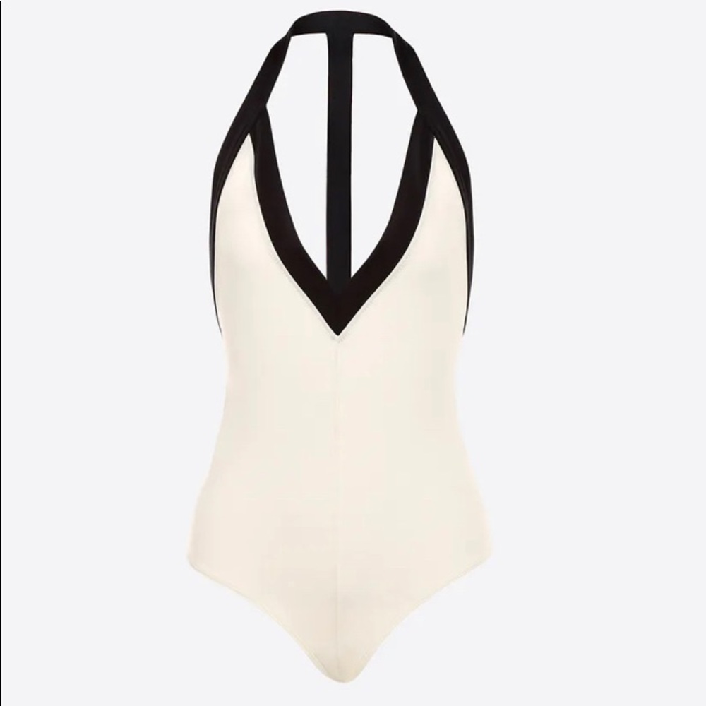 NWOT Valentino Two Tone Plunge One-Piece Swimsuit - Picture 2 of 16